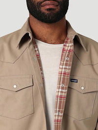 Wrangler Men's Flannel Lined Solid Work Shirt in Dune