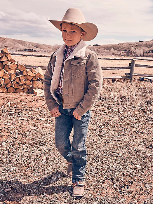 Wrangler® Boy's Cowboy Cut® Sherpa Lined Corduroy Jacket in Nomad