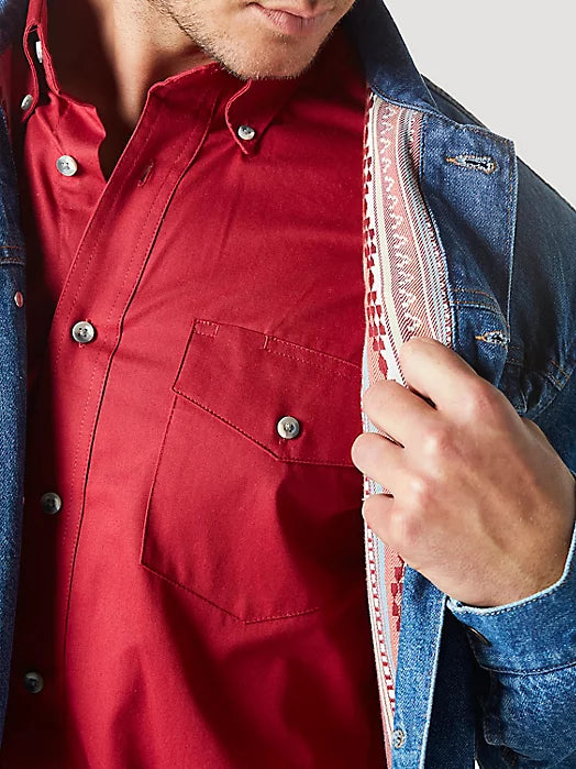 Wrangler Men's Flannel Lined Western Denim Jacket