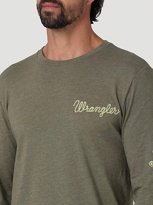 Wrangler Men's Long Sleeve Rope Arm Logo Graphic T-Shirt