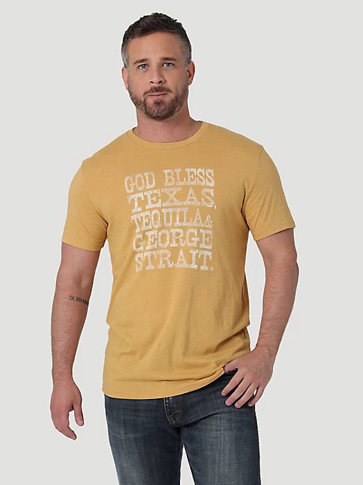 Wrangler Men's George Straight Short Sleeve Graphic Tee- Pale Gold Heather