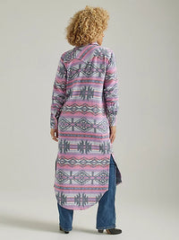 Wrangler Women's Jacquard Western Snap Duster Dress- Pink Multi