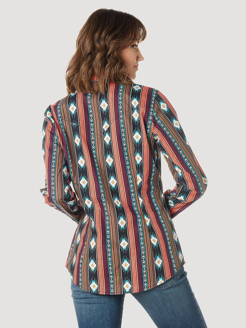Wrangler Retro Women's Stripe Checotah Western Snap Shirt