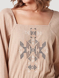 Wrangler Women's Embroidered Square Neck Blouse