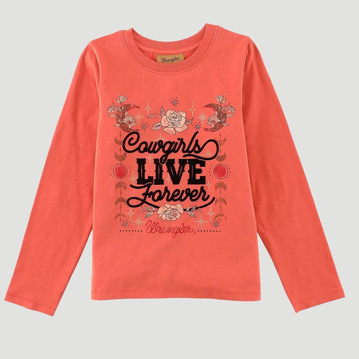 Wrangler Girl’s Long Sleeve Cowgirls Graphic Tee in Ginger