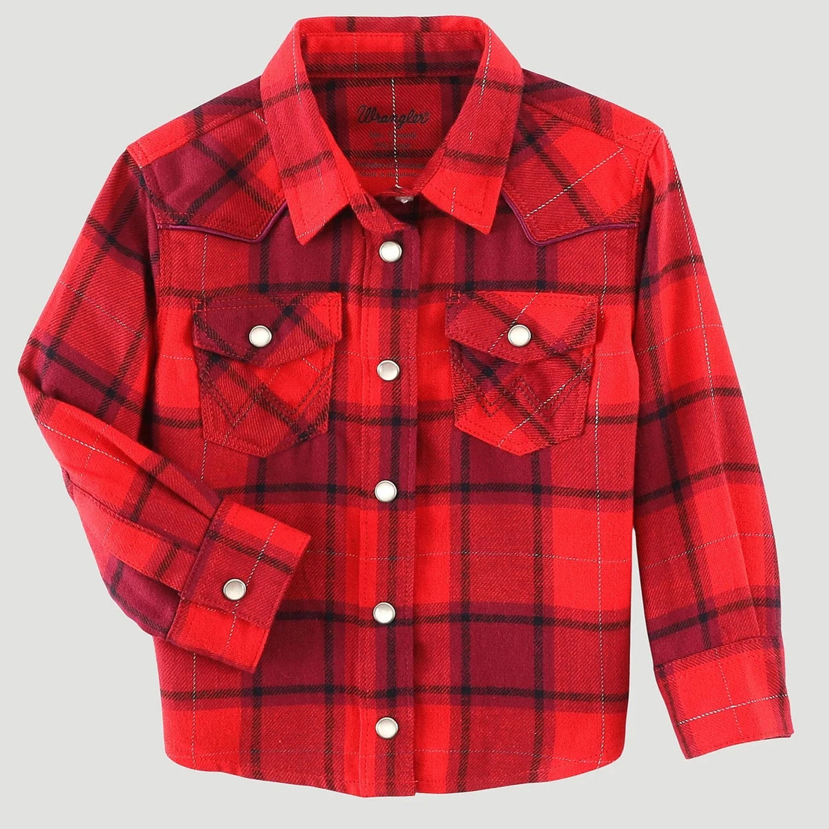 Wrangler Baby & Toddler Girl's Plaid Flannel Western Snap Shirt in Red
