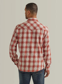 Wrangler Retro Men's Premium Southwestern Plaid Western Snap Shirt in Rust