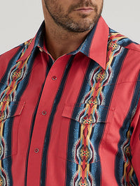 Wrangler Men's Checotah L/S Western Snap Shirt in Red Flame