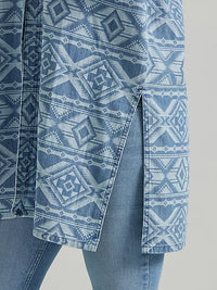 Wrangler Retro Women's Geometric Denim Kimono in Denim Blue