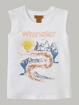 Wrangler Girl's Desert Road Graphic Tank Top in White