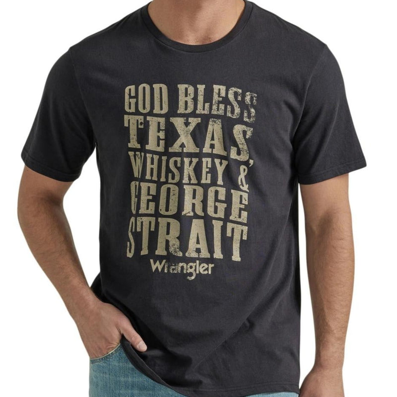 Wrangler Men's George Strait God Bless T-Shirt in Jet Black