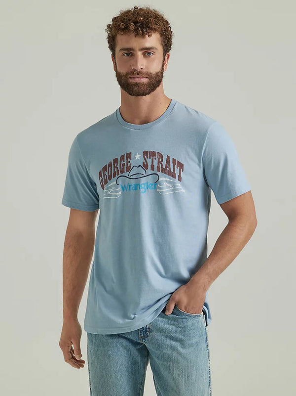 Wrangler Men's George Strait Logo T-Shirt in Ashley Blue Heather