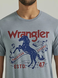 Wrangler Men's Bucking Horse Graphic T-Shirt in Tradewinds Heather