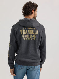 Wrangler Men's 1947 Logo Pullover Hoodie in Washed Black