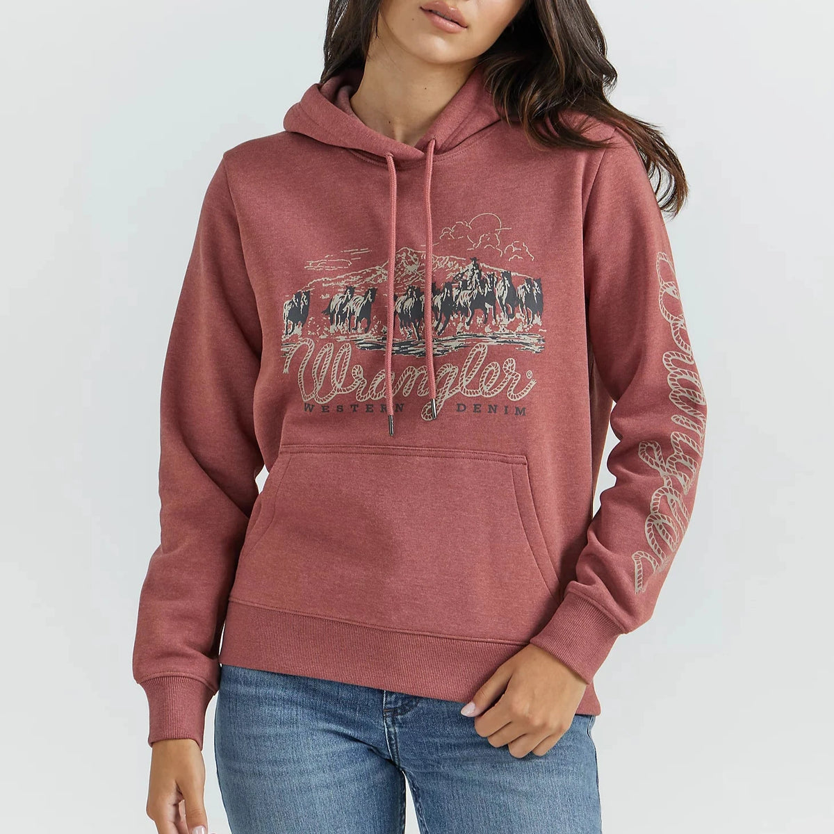 Wrangler Women's Horse Stampede Hoodie in Cowhide