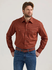 Wrangler Men's L/S 20X Competition Western Snap Shirt in Burnt Umber Hatch