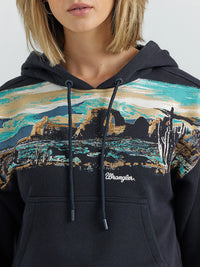 Wrangler Retro Women's Landscape Graphic Hoodie in Dark Navy