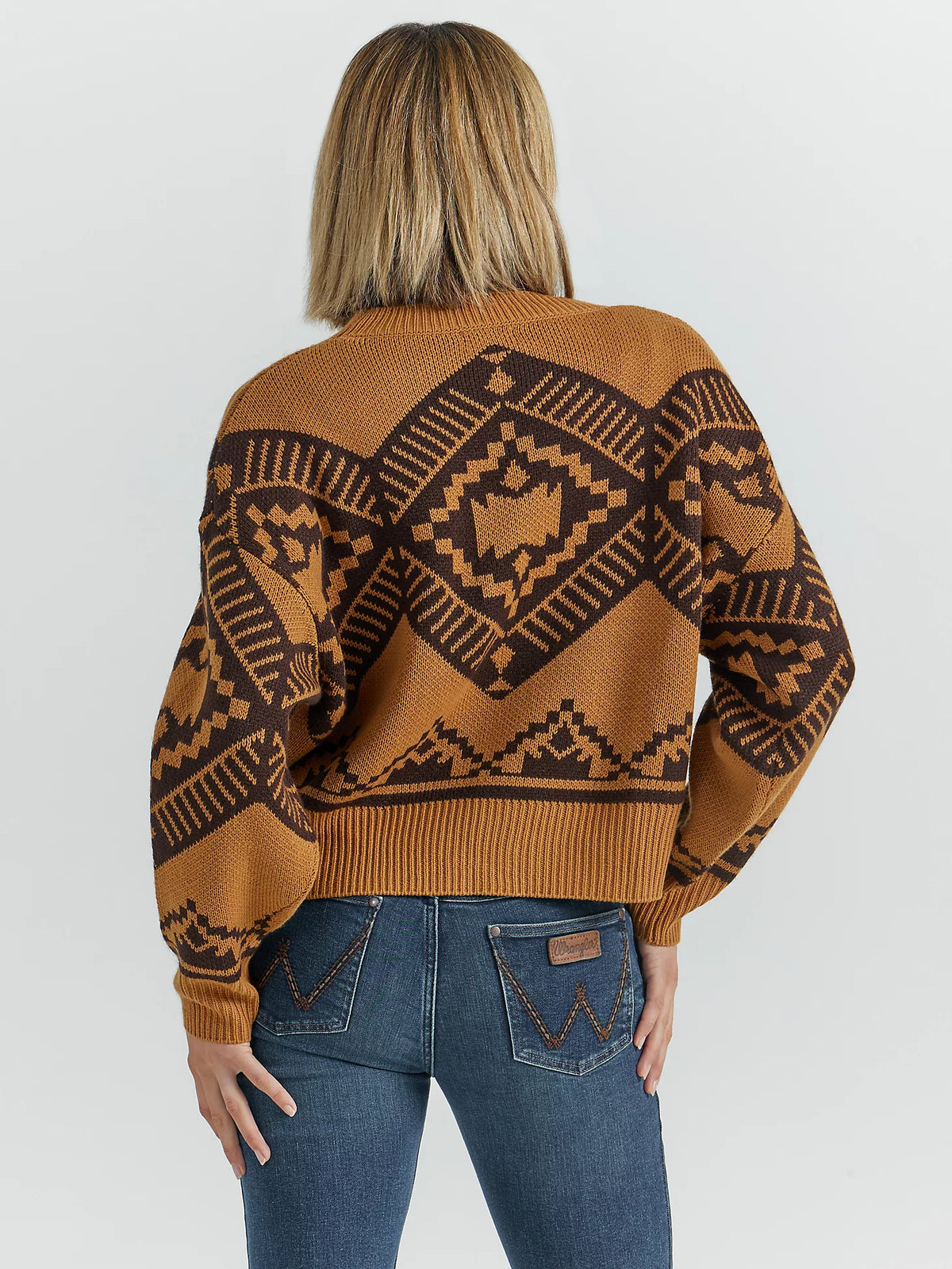 Wrangler Retro Women's Southwestern Pullover Sweater in Jewel Brown