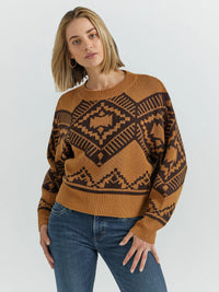 Wrangler Retro Women's Southwestern Pullover Sweater in Jewel Brown