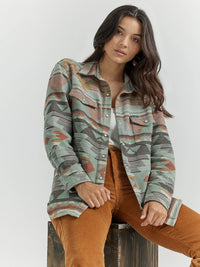 Wrangler Retro Women's L/S Boyfriend Western Snap Shirt in Sage