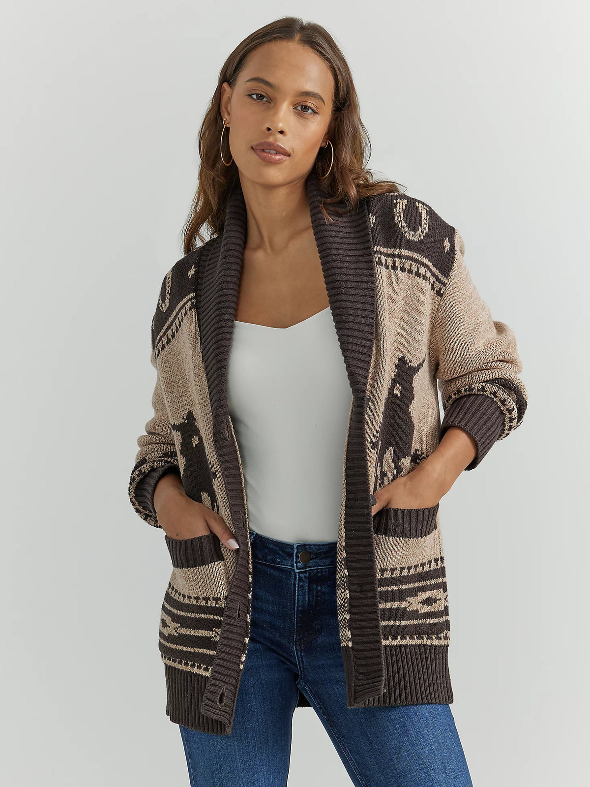 Wrangler Retro Women's Desert Cardigan in Chocolate