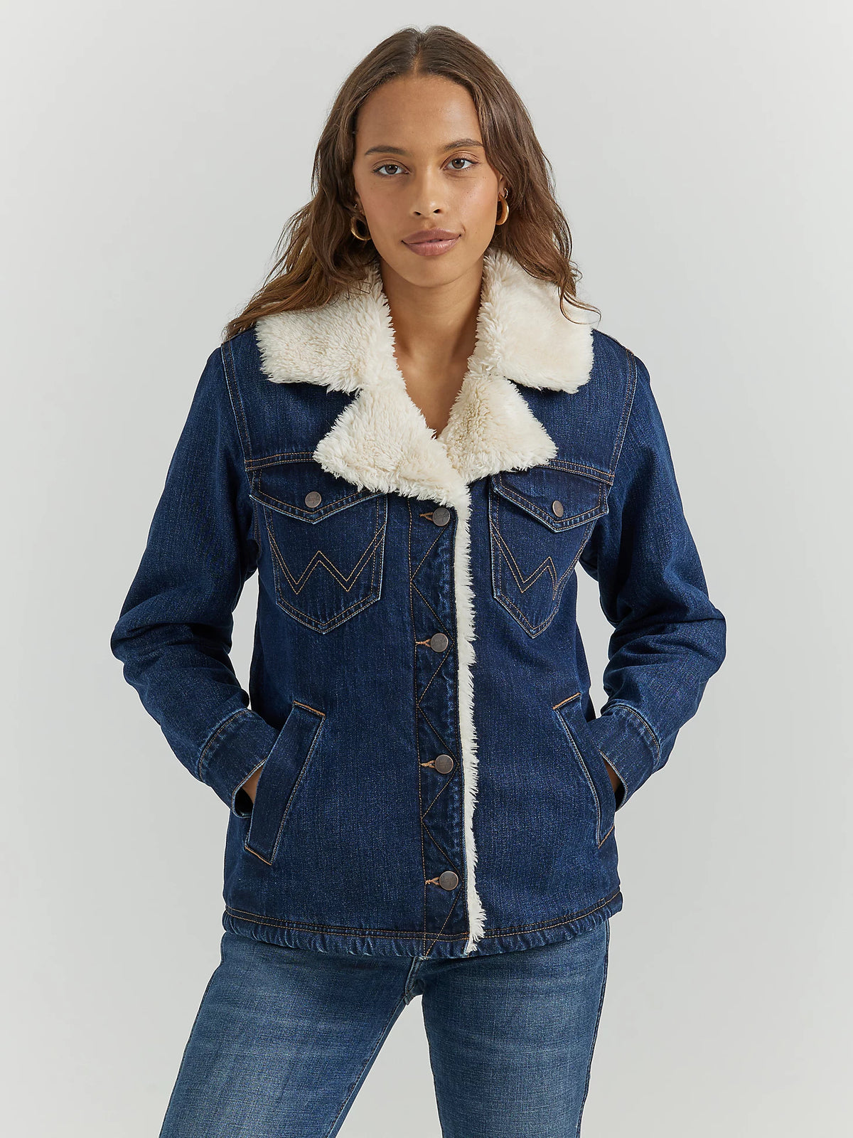 Wrangler Women's Western Sherpa Lined Denim Wrange Coat in Wrangler Women's Western Sherpa Lined Denim Wrange Coat in