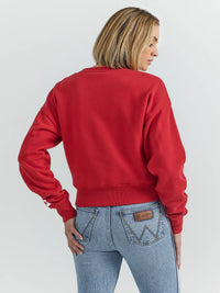 Wrangler Retro Women's Long Live Cowboys Crew Sweatshirt in Red