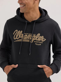 Wrangler Men's Rope Logo Pullover Hoodie in Jet Black