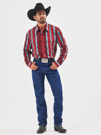 Wrangler Men's Checotah L/S Western Snap Shirt in Sonoran Red