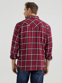 Wrangler Retro Men's L/S Flannel Western Snap Shirt in Berry Red Plaid