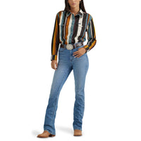 Wrangler Retro Women's L/S Boyfriend Western Vintage Snap Shirt in Desert Serape Stripe