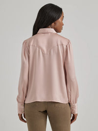 Wrangler Retro Women's Satin Rodeo Blouse in Pink