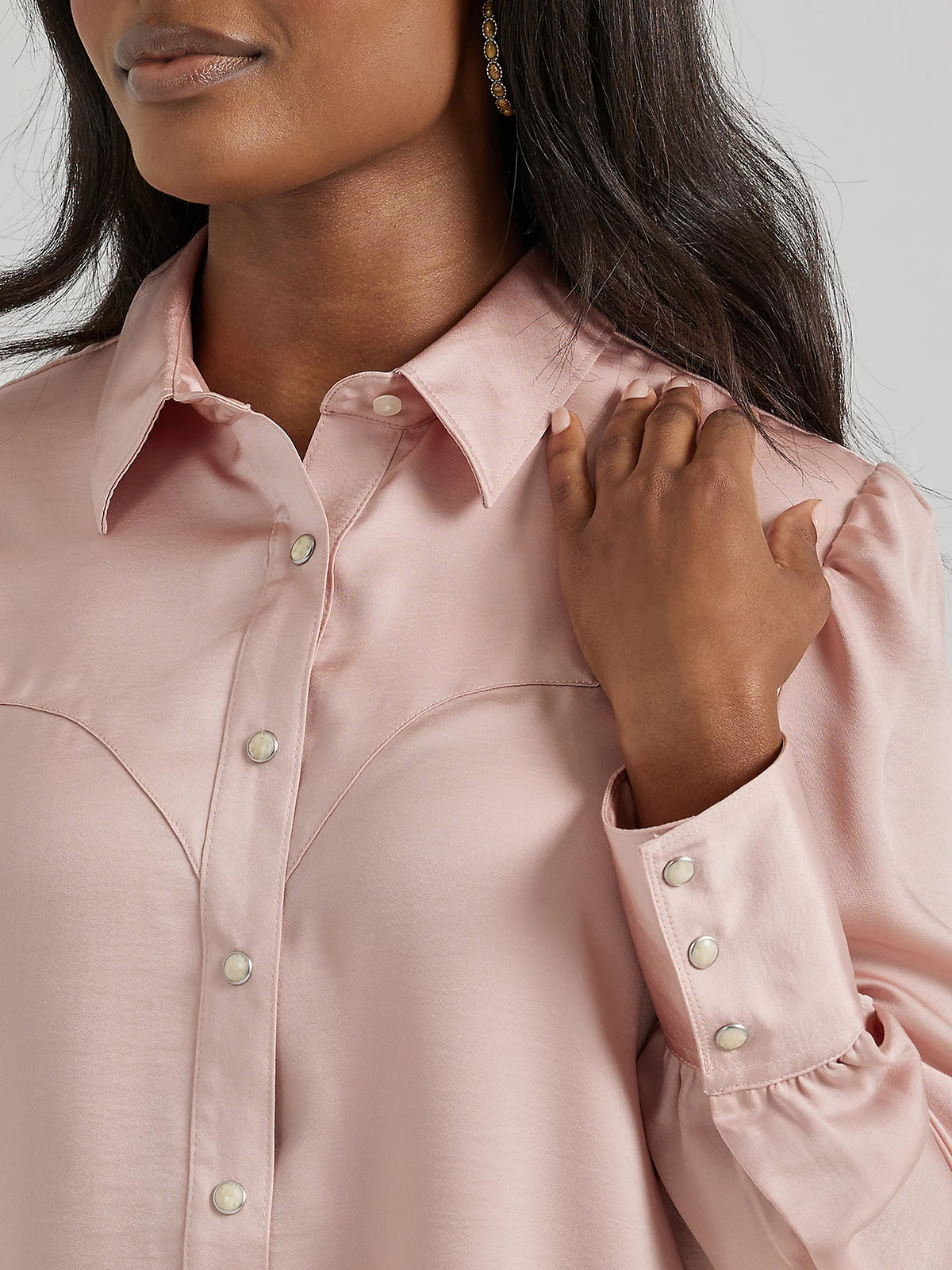 Wrangler Retro Women's Satin Rodeo Blouse in Pink