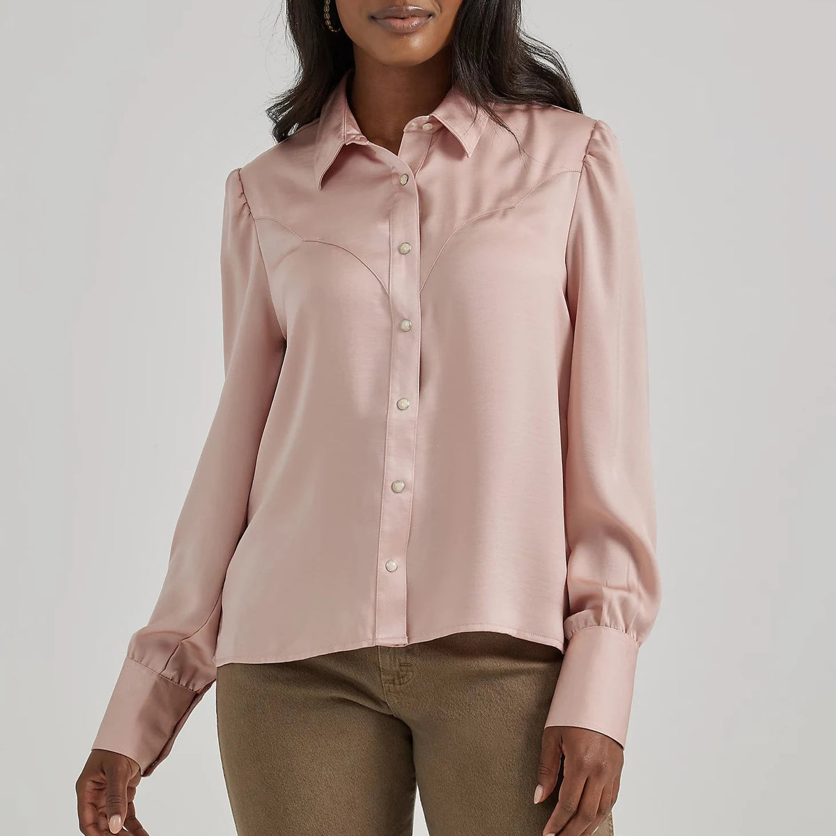 Wrangler Retro Women's Satin Rodeo Blouse in Pink