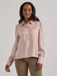 Wrangler Retro Women's Satin Rodeo Blouse in Pink