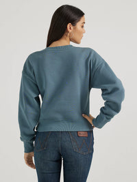 Wrangler Retro Women's Shabby Logo Pullover Sweatshirt in Blue