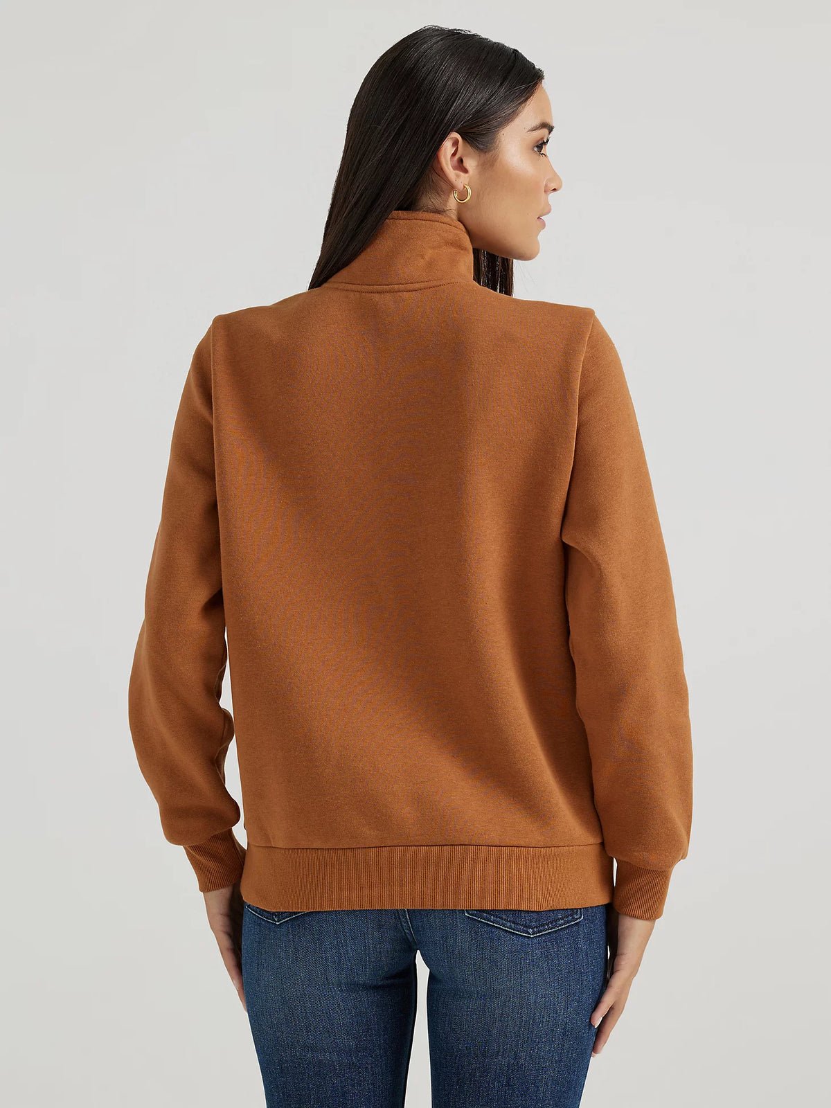 Wrangler Retro Women's Western Stitch Quarter-Zip Sweatshirt in Brown