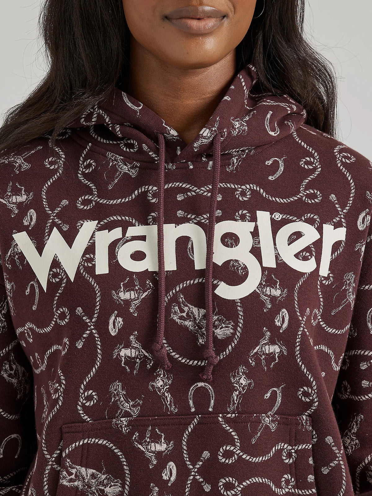 Wrangler Retro Women's All-Over Rodeo Cinched Hoodie in Fudge