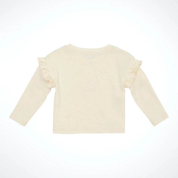 Wrangler Baby Girl's L/S Ruffle Shoulder Trick Cowgirl Graphic Tee in White