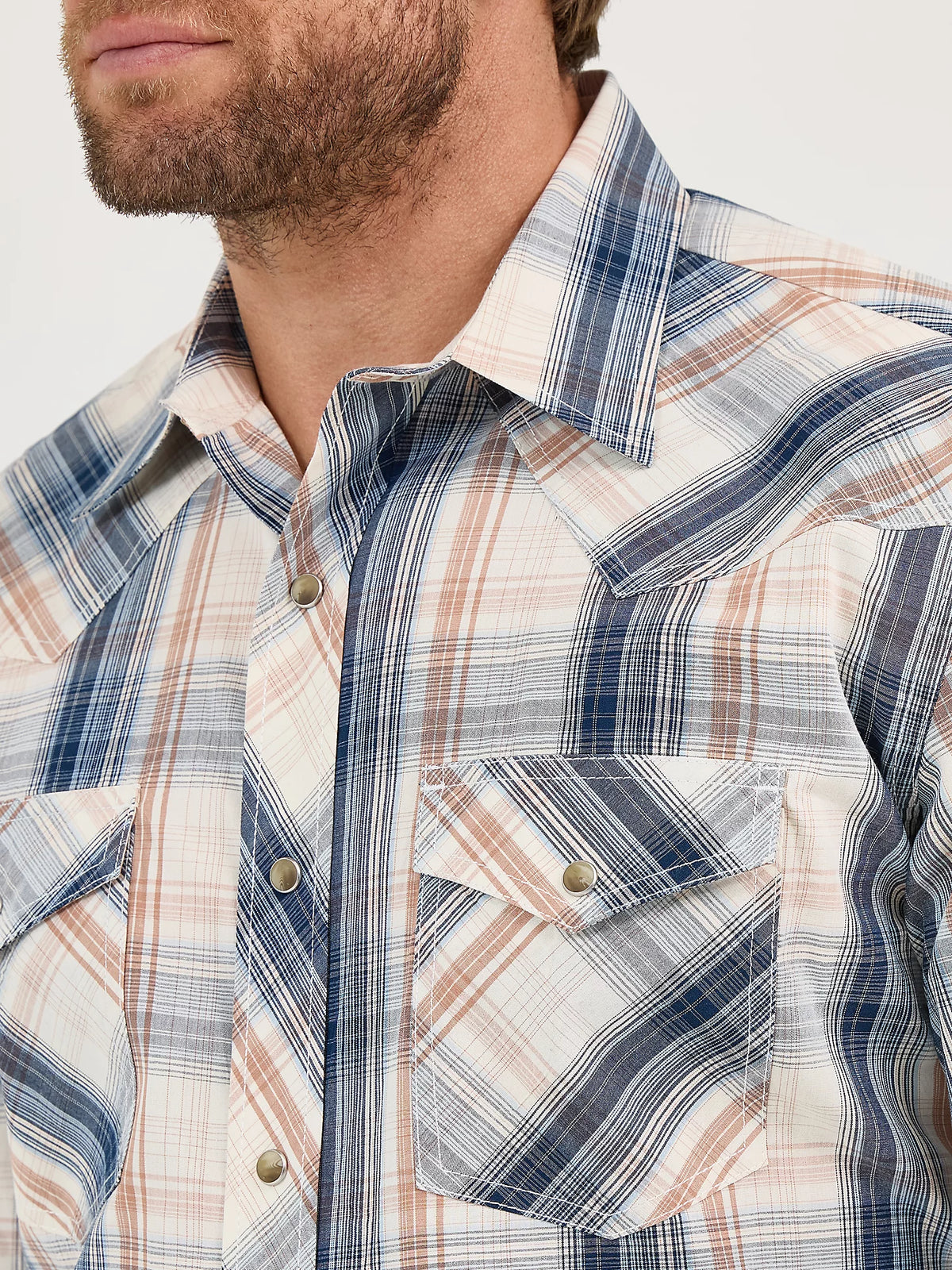 Wrangler Men's L/S 20X Competition Western Snap Shirt in Shore Plaid (Available in Tall Sizes)