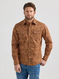 Wrangler Retro Men's L/S Premium Floral Western Snap Shirt in Caramel