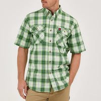 Wrangler Riggs Workwear Men's Foreman Plaid Work Shirt in Grass Green