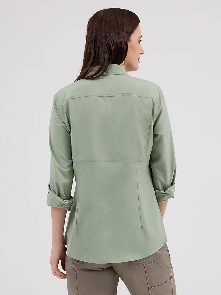 Wrangler Riggs Workwear Women's Lightweight Vented Button Down Work Shirt in Hedge Green