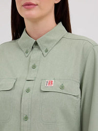 Wrangler Riggs Workwear Women's Lightweight Vented Button Down Work Shirt in Hedge Green