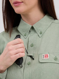 Wrangler Riggs Workwear Women's Lightweight Vented Button Down Work Shirt in Hedge Green