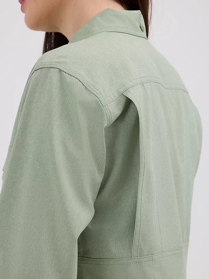 Wrangler Riggs Workwear Women's Lightweight Vented Button Down Work Shirt in Hedge Green