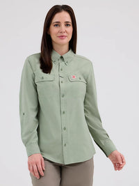 Wrangler Riggs Workwear Women's Lightweight Vented Button Down Work Shirt in Hedge Green