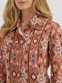 Wrangler x Lainey Wilson Chestnut Checotah Western Snap Shirt in Brown Checotah