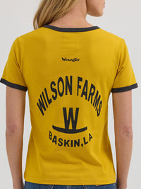 Wrangler x Lainey Wilson Wilson Farms Slim Ringer Tee in Nugget Gold