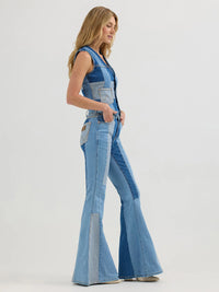 Wrangler x Lainey Wilson Patchwork Bell Bottoms in Patchwork Blue